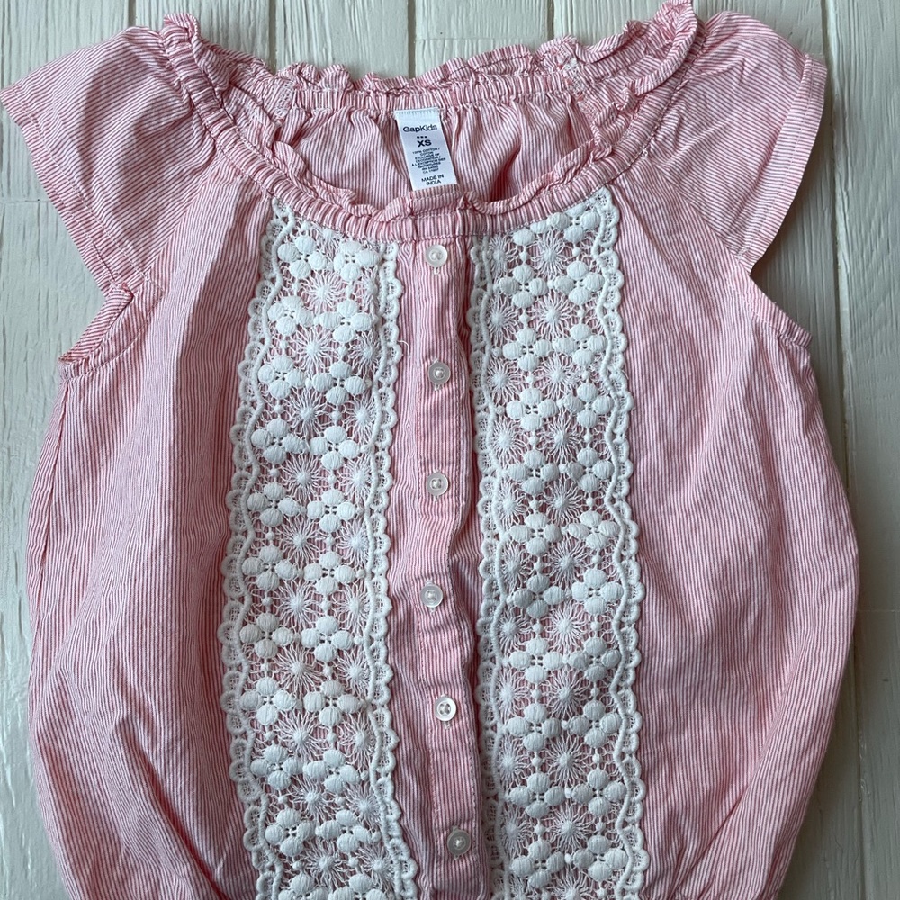 Baby Gap Girls Size XS Red White Stripe Top Americana 4th of July